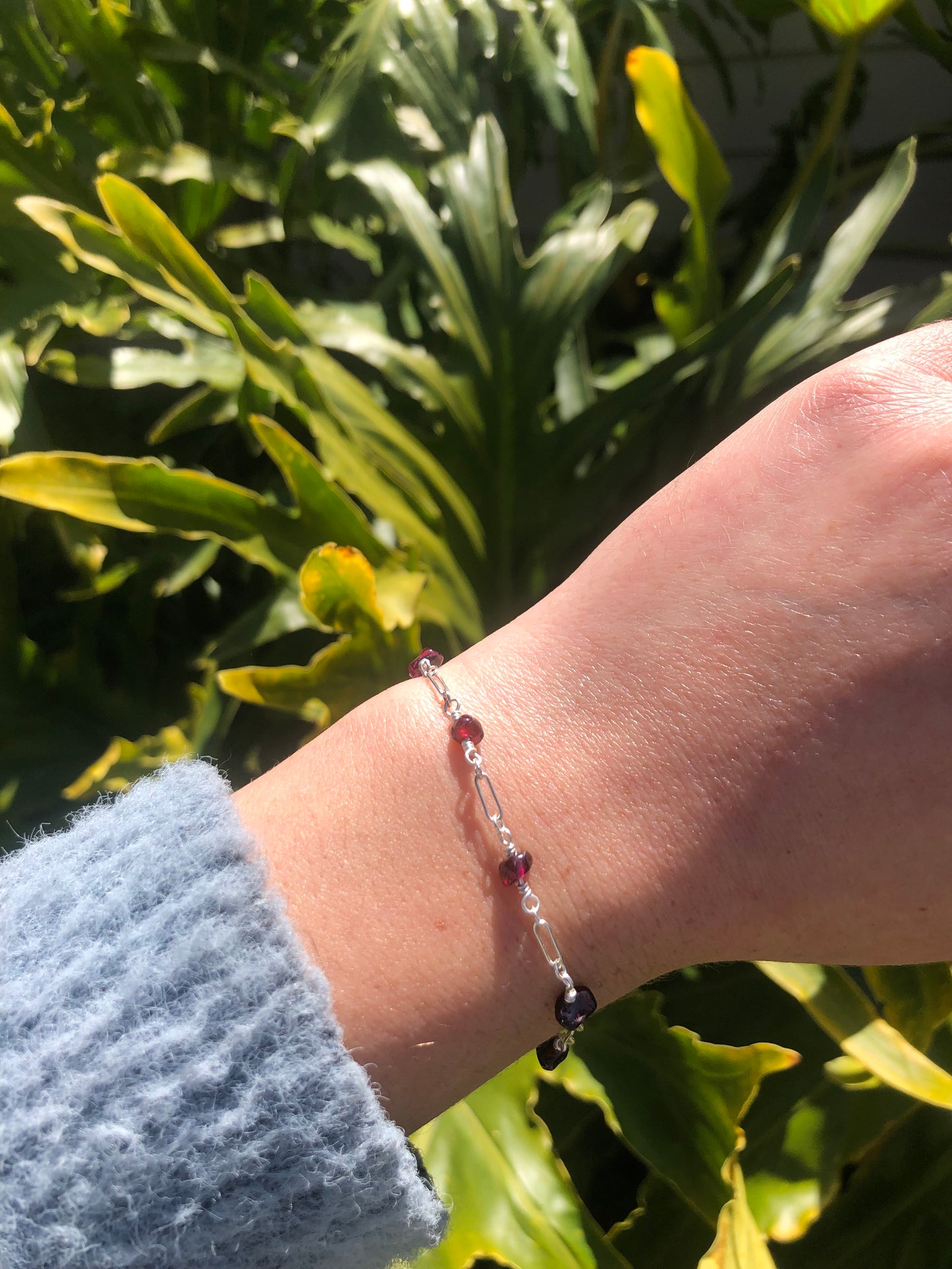 Garnet Sterling Silver Bracelet