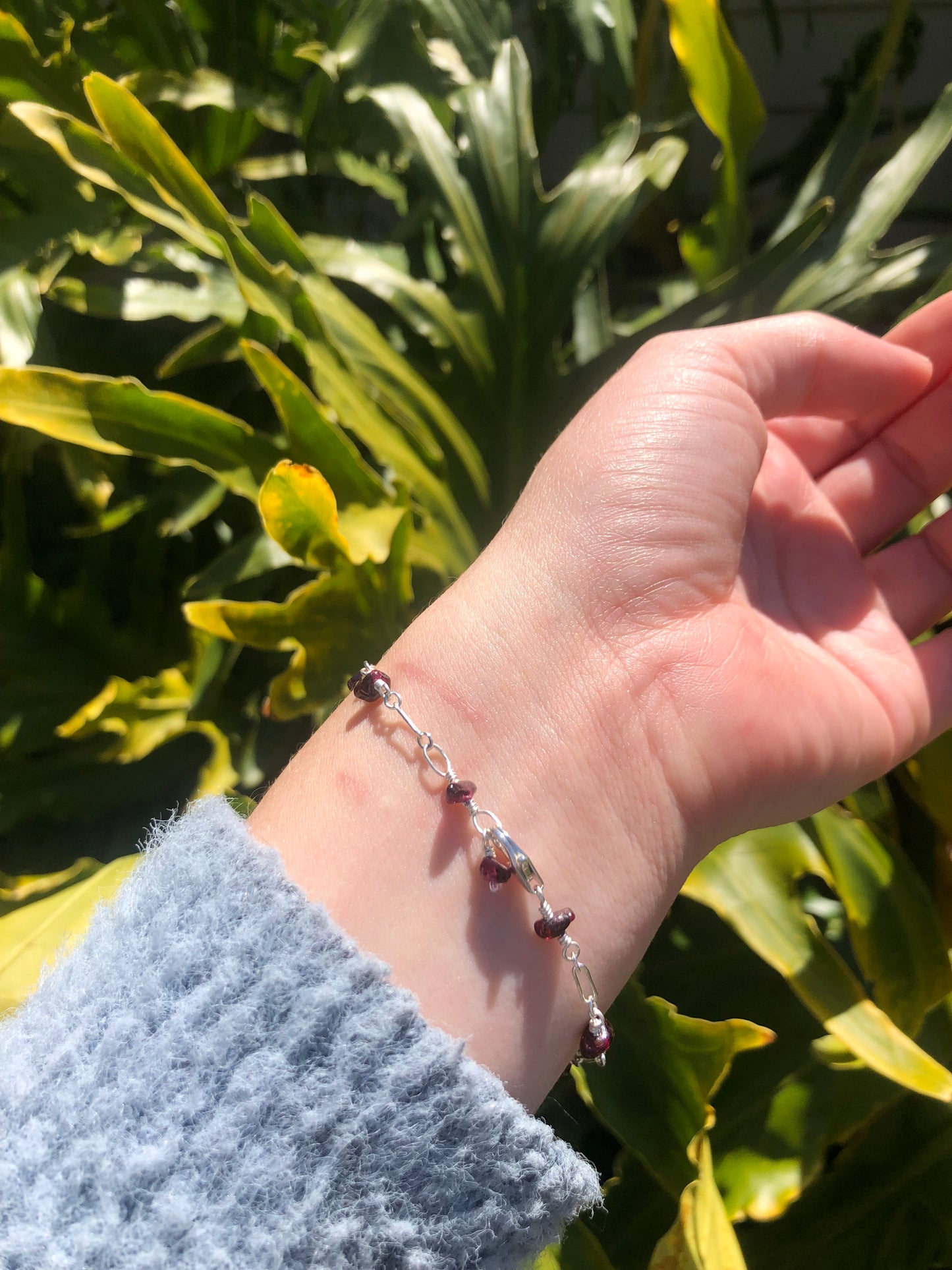 Garnet Sterling Silver Bracelet