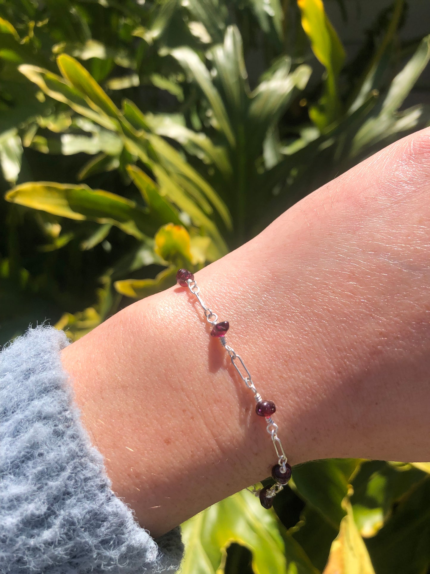 Garnet Sterling Silver Bracelet