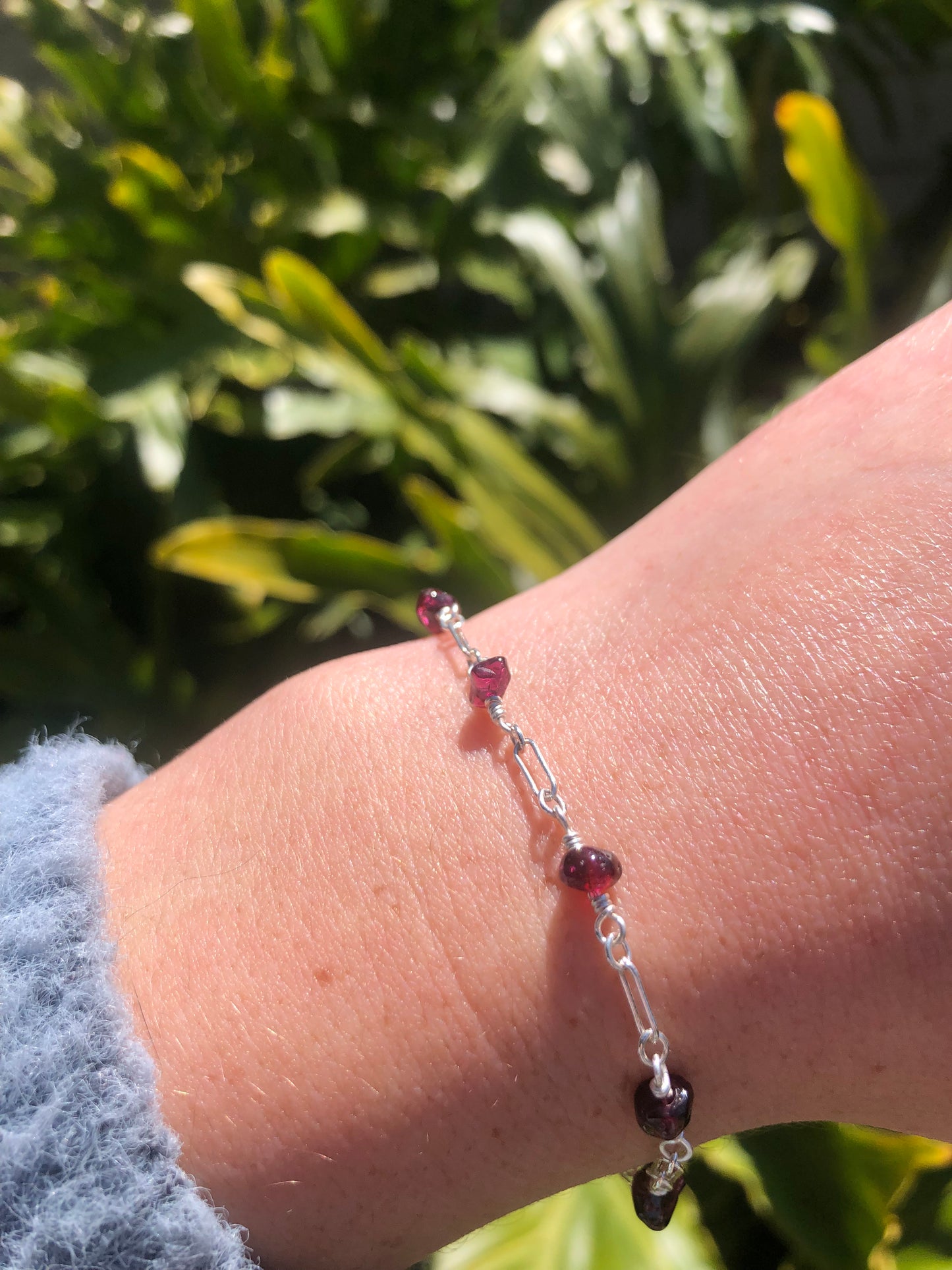 Garnet Sterling Silver Bracelet