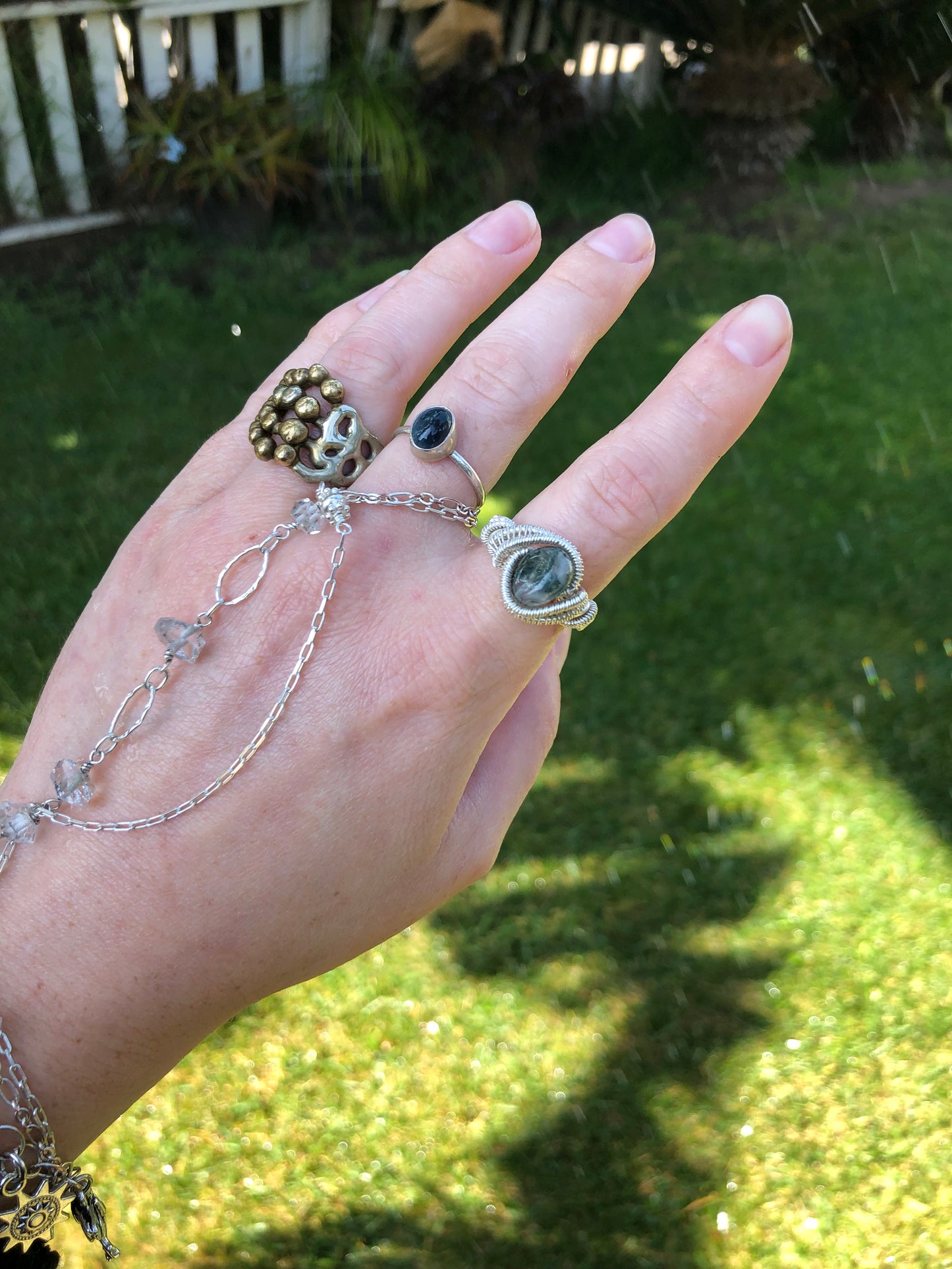 Handcrafted Moss Agate Sterling Silver Wire-Wrapped Ring - Size 5.5