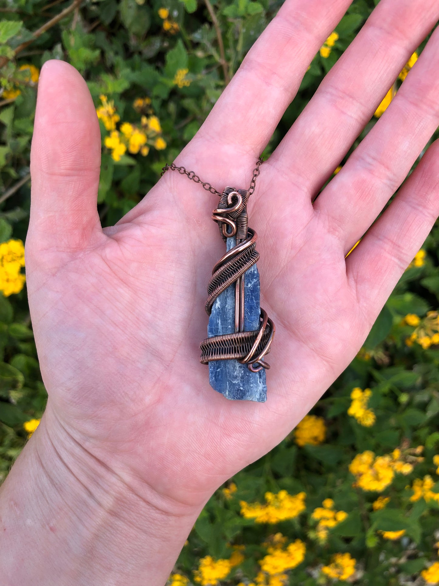 Kyanite Copper Wire-Wrapped Pendant
