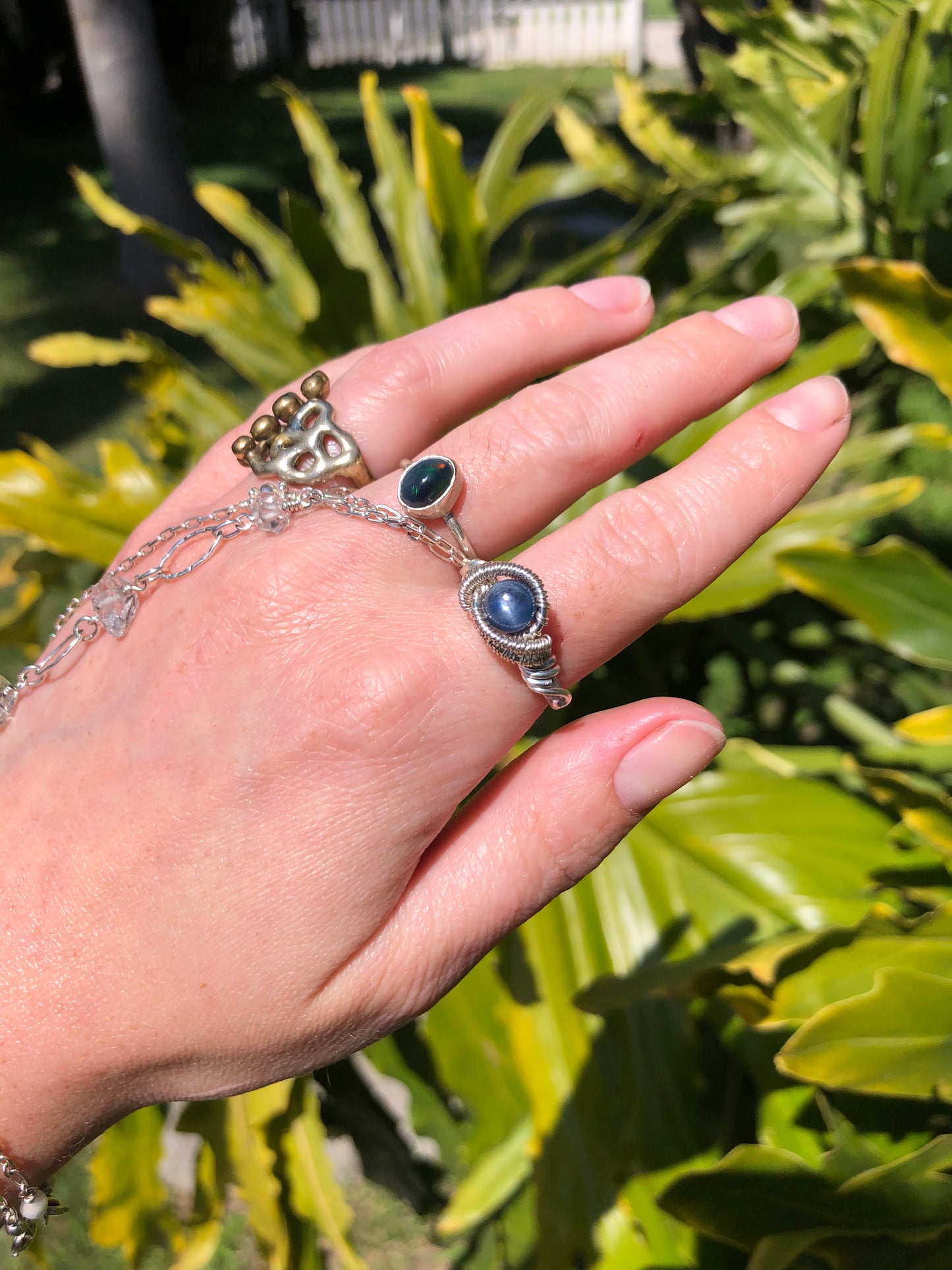 Blue Kyanite Sterling Silver Wire Wrapped Ring - Size 7