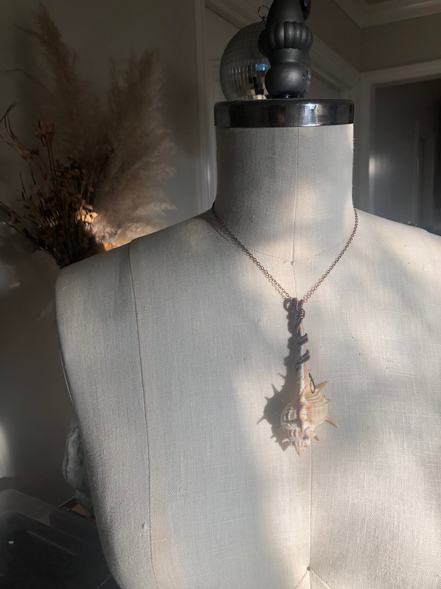 Whimsical Mermaid Comb Shell Pendant