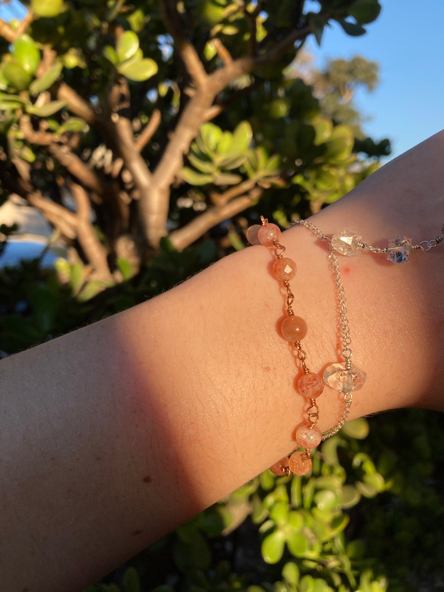 Sunstone Copper Wire-Wrapped Bracelet | Handmade Gemstone Jewelry