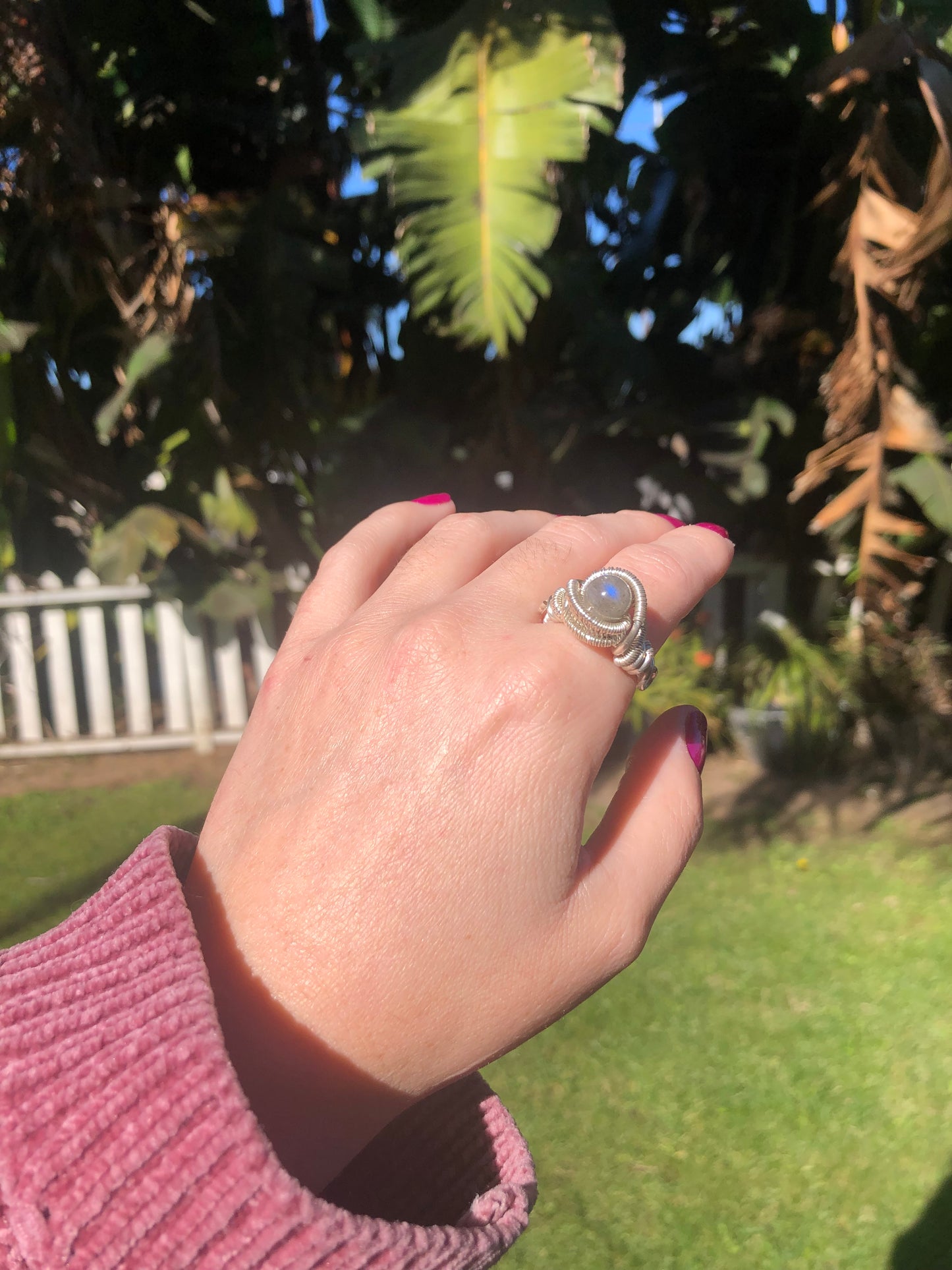 Mystical Labradorite Sterling Silver Wire Wrapped Ring - Size 7