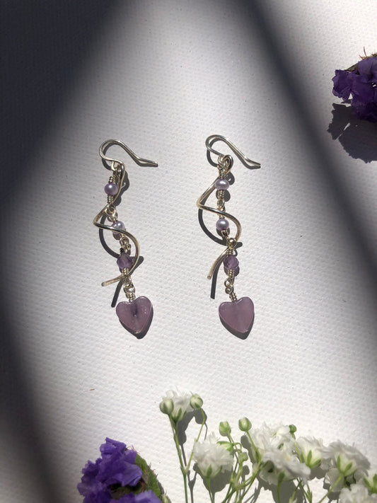 Violet Heart Aura Earrings