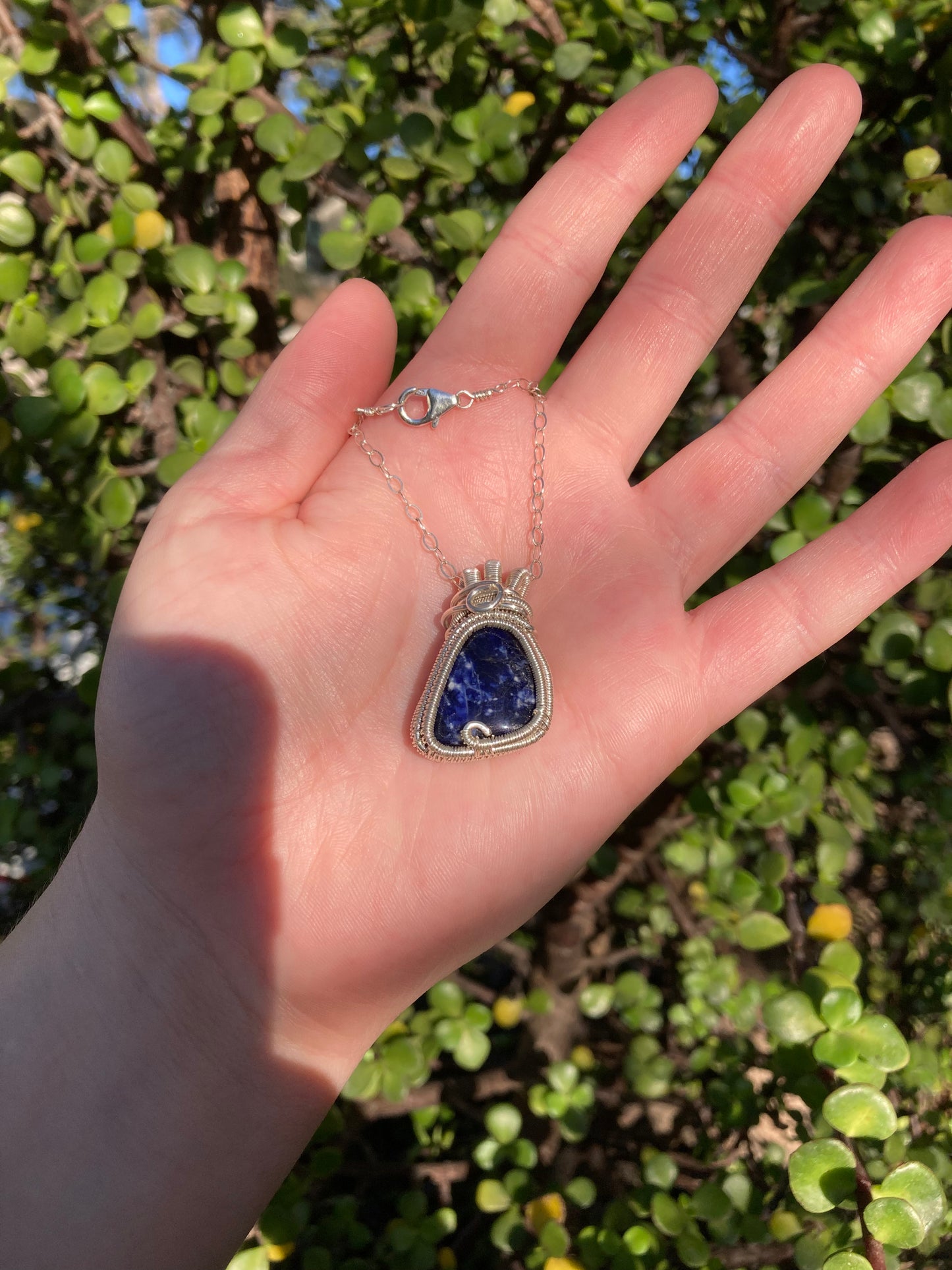 Sterling Silver Sodalite Wire Wrapped Pendant - One Of A Kind