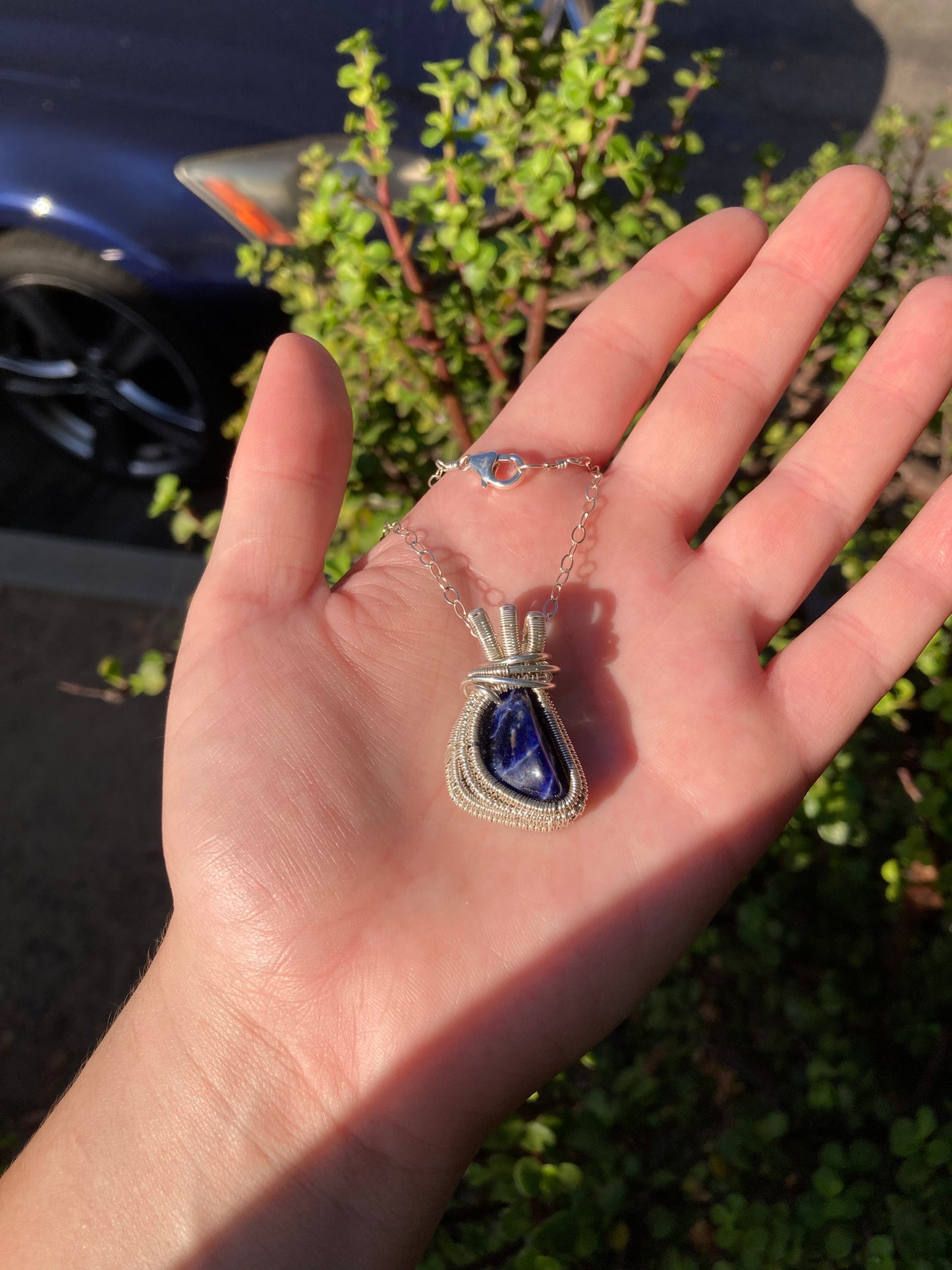 Sterling Silver Sodalite Wire Wrapped Pendant - One Of A Kind