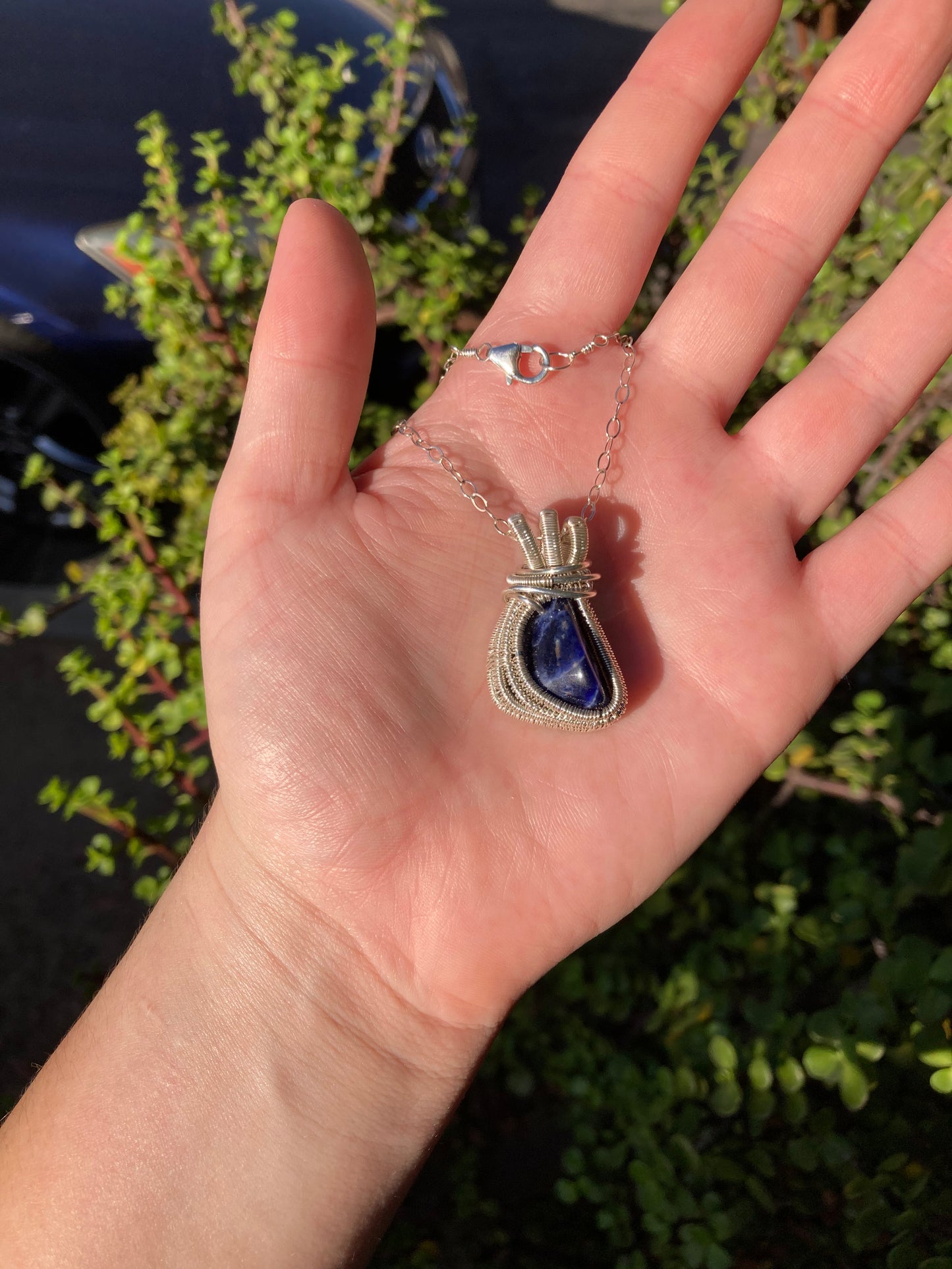 Sterling Silver Sodalite Wire Wrapped Pendant - One Of A Kind