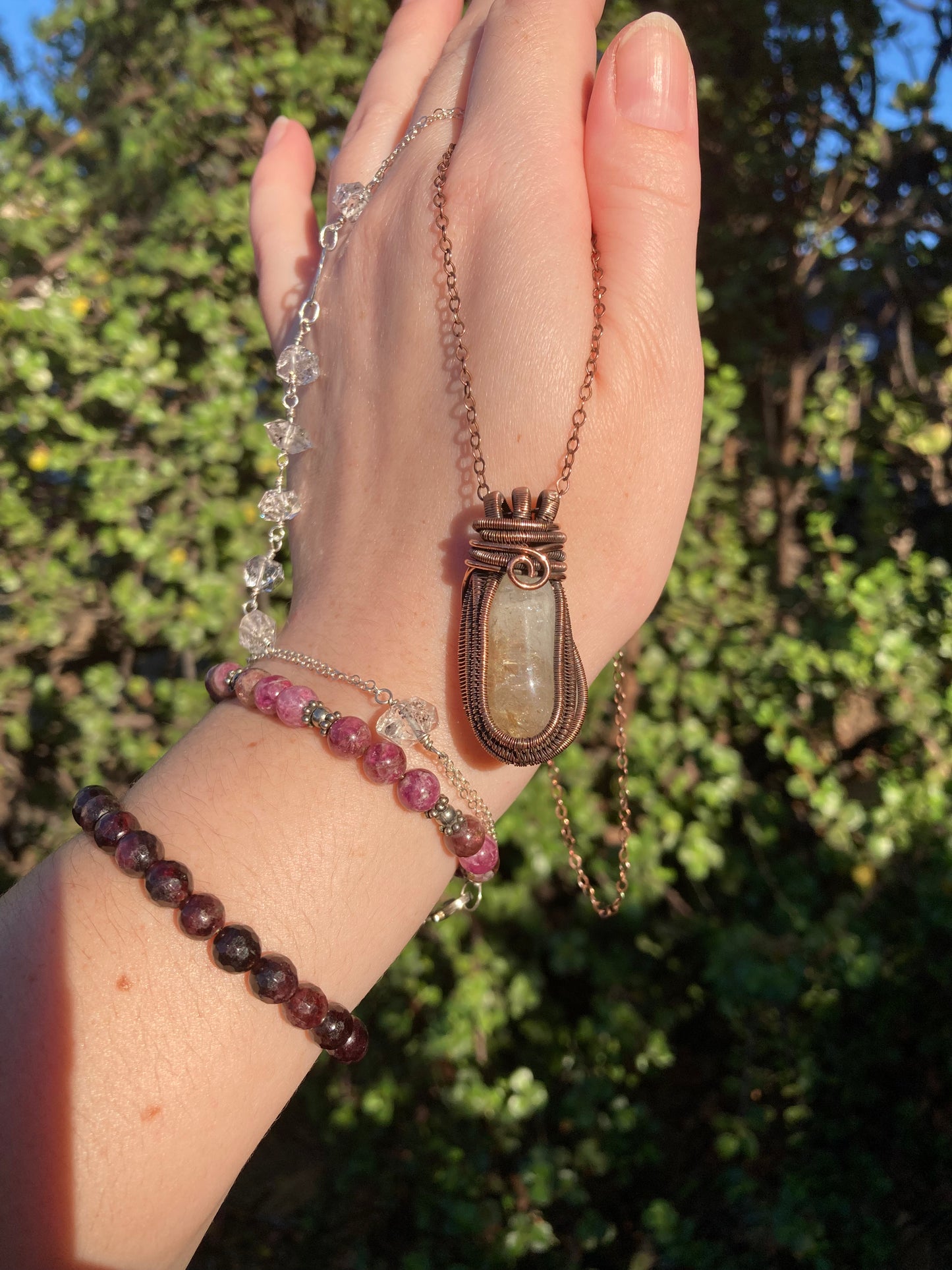 One-of-a-Kind Citrine Copper Wire-Wrapped Pendant