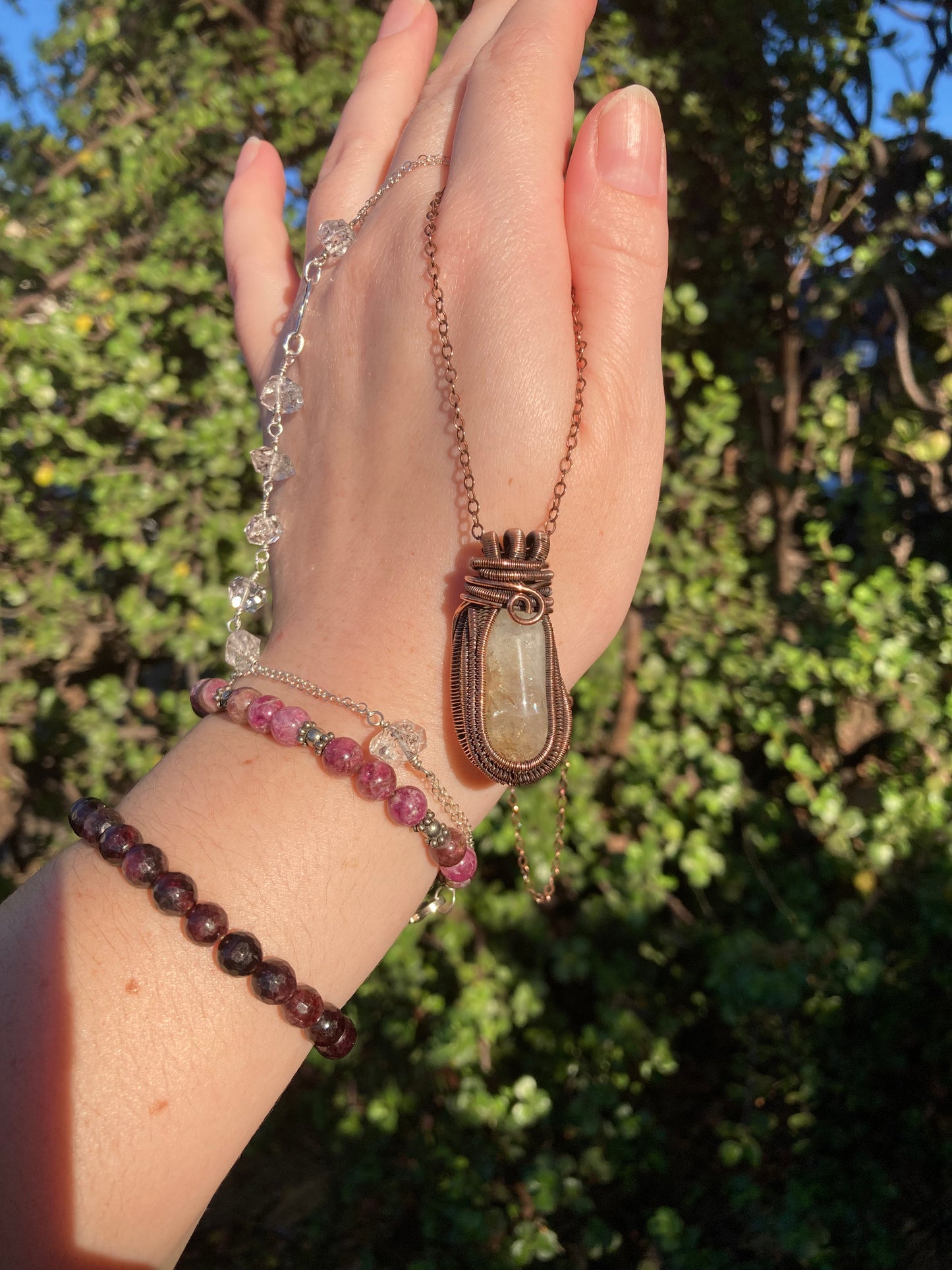 One-of-a-Kind Citrine Copper Wire-Wrapped Pendant