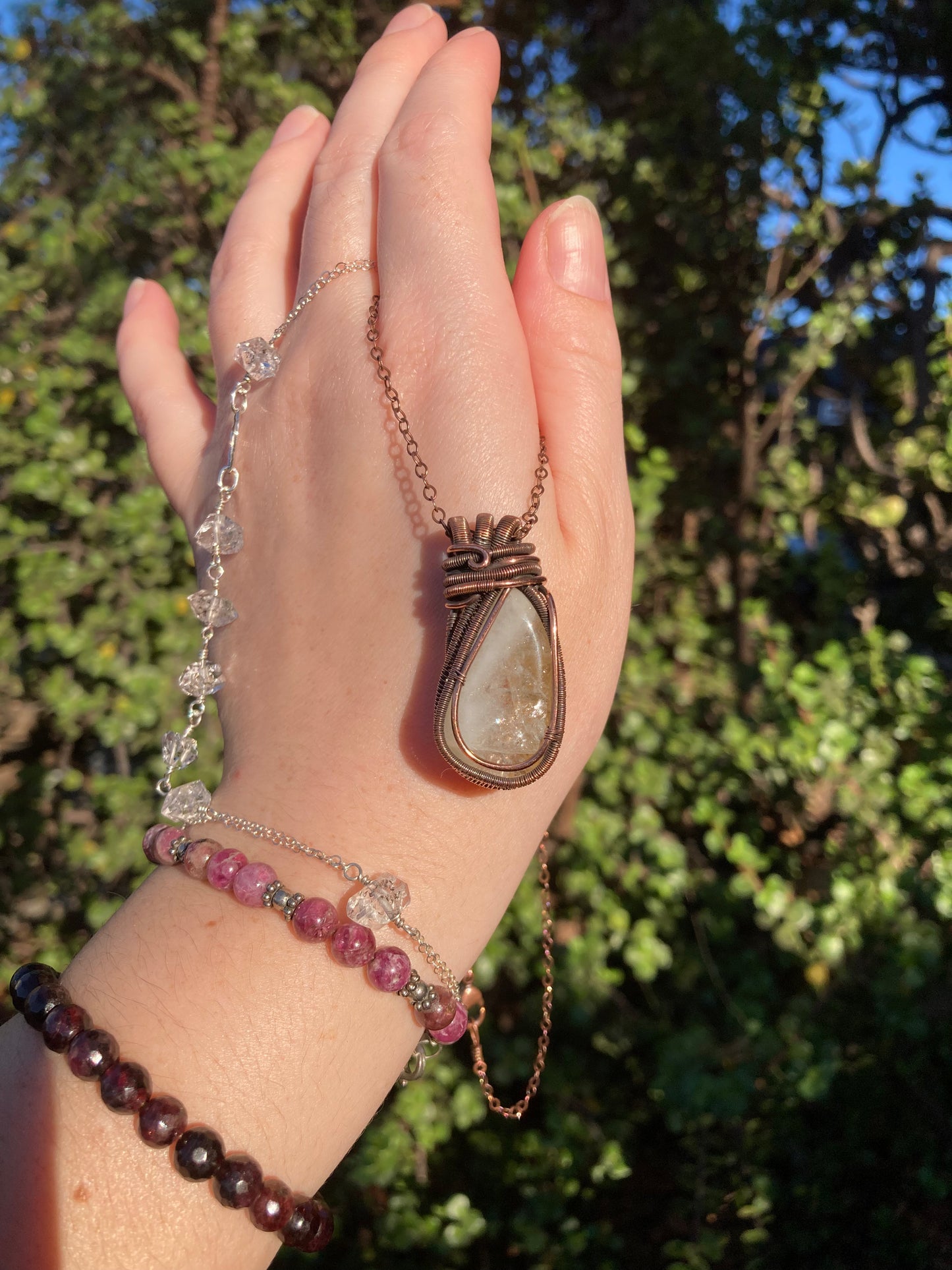 One-of-a-Kind Citrine Copper Wire-Wrapped Pendant