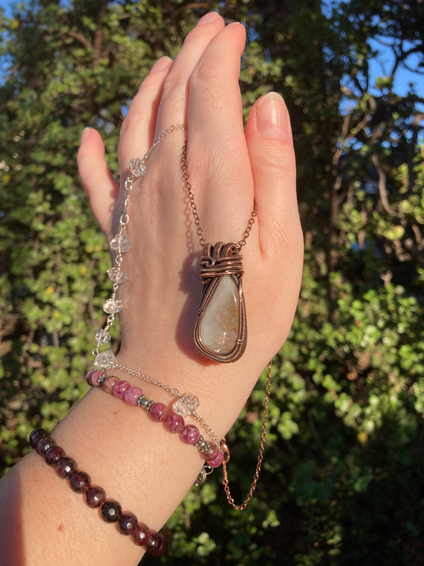 One-of-a-Kind Citrine Copper Wire-Wrapped Pendant