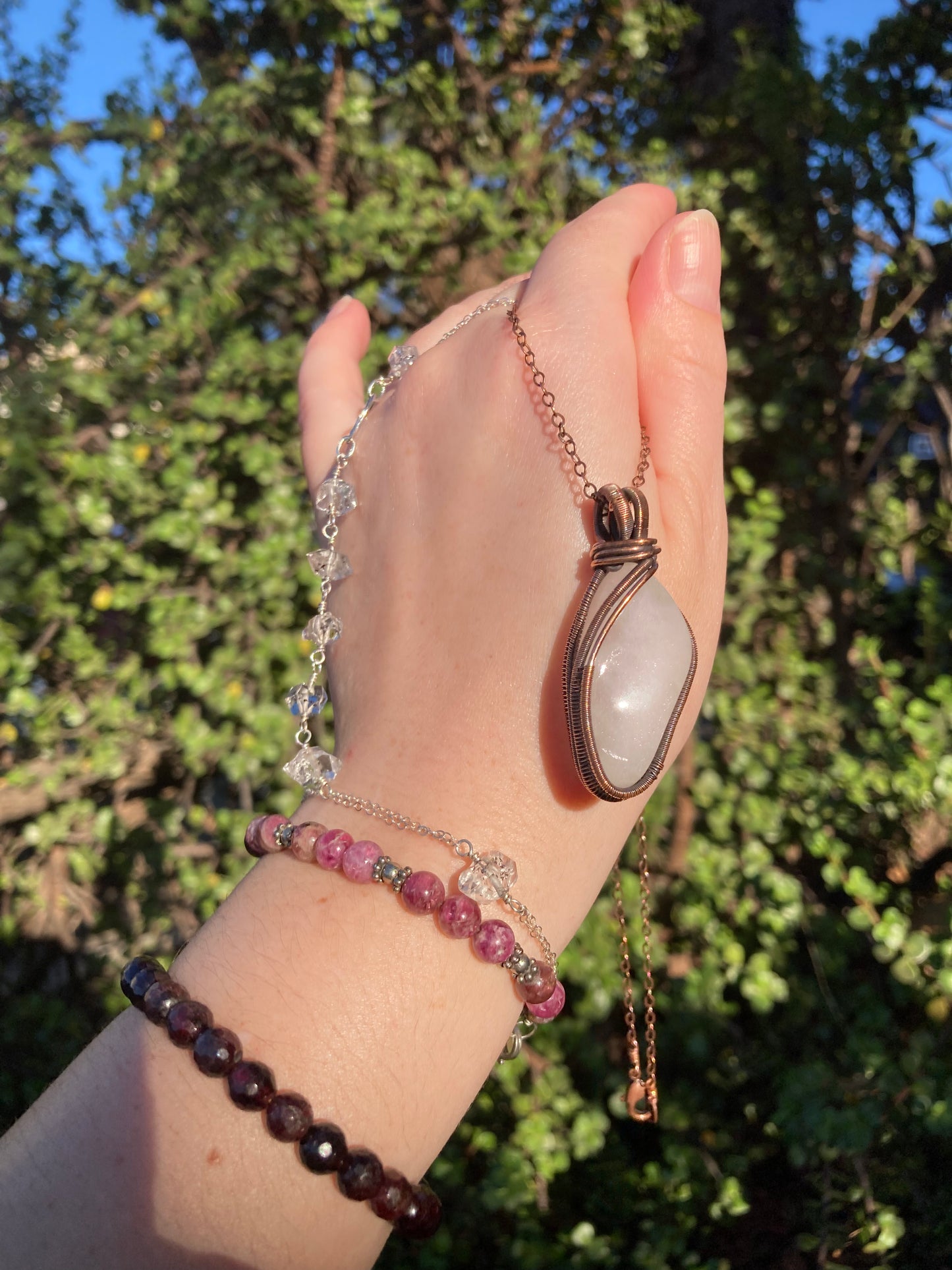 One-of-a-Kind Rose Quartz Copper Wire-Wrapped Pendant