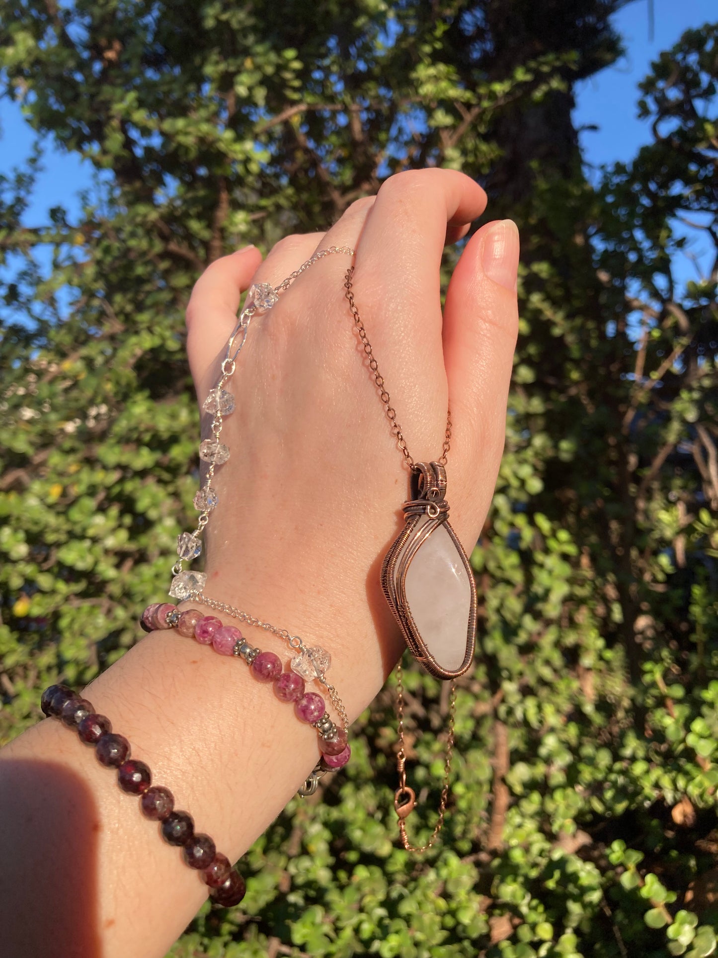 One-of-a-Kind Rose Quartz Copper Wire-Wrapped Pendant