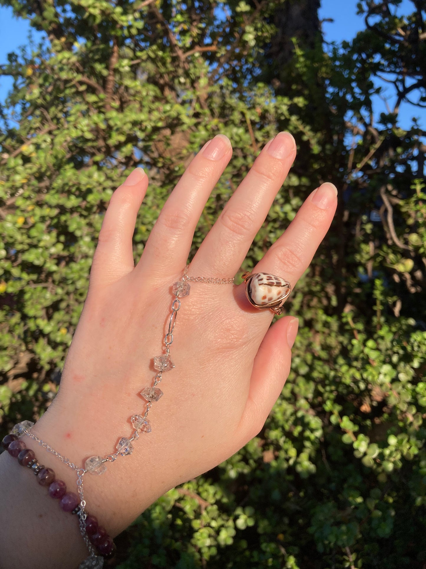 Hebrew Cone Shell Copper Wire-Wrapped Ring | One-of-a-Kind Handmade Beach Jewelry
