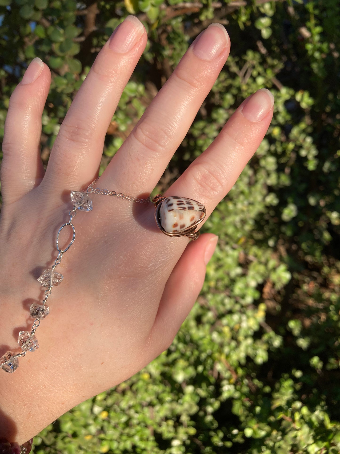 Hebrew Cone Shell Copper Wire-Wrapped Ring | One-of-a-Kind Handmade Beach Jewelry