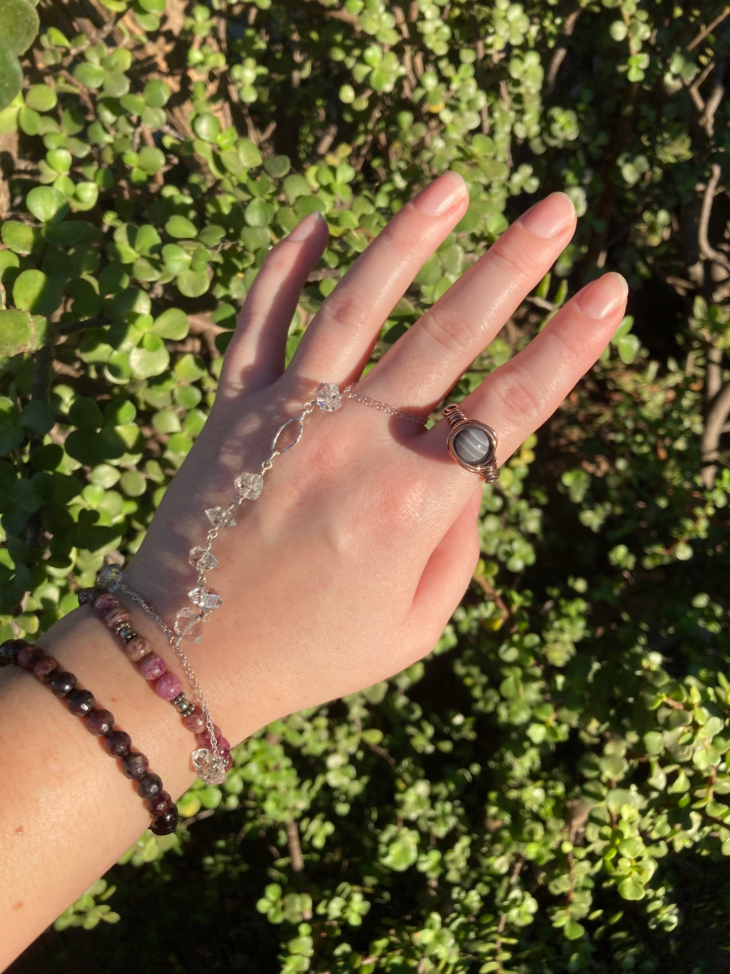 Botswana Agate Copper Wire-Wrapped Ring | One-of-a-Kind Handmade Gemstone Jewelry