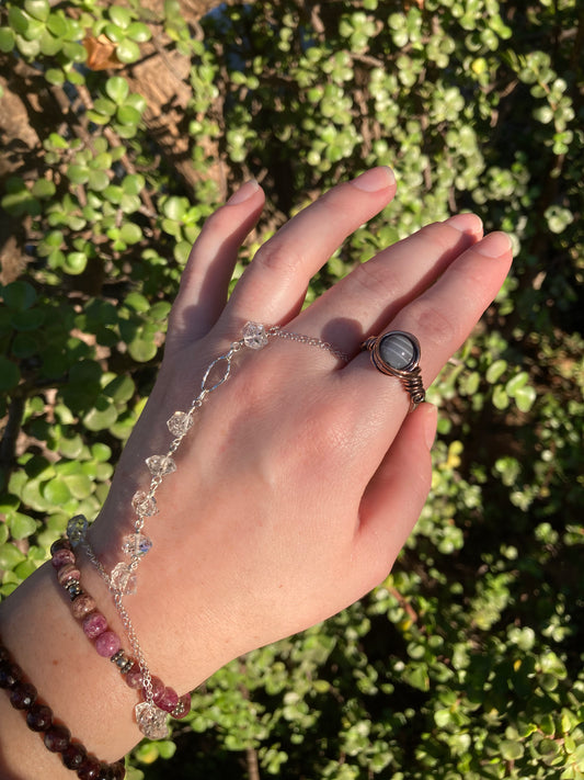 Botswana Agate Copper Wire-Wrapped Ring | One-of-a-Kind Handmade Gemstone Jewelry