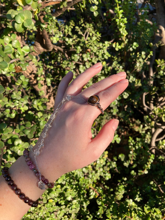 Faceted Tiger's Eye Copper Wire-Wrapped Ring | One-of-a-Kind Handmade Gemstone Jewelry