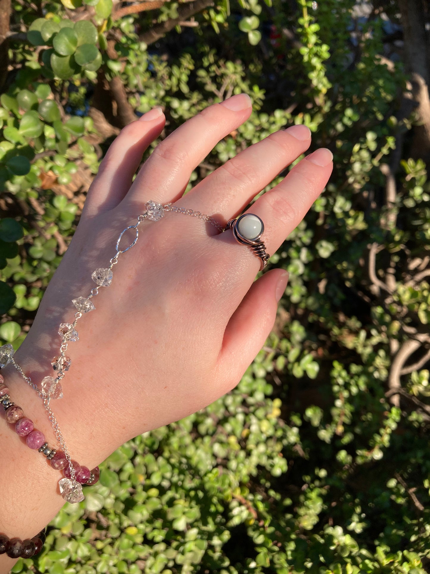 Mother of Pearl Copper Wire-Wrapped Ring | One-of-a-Kind Handmade Shell Jewelry