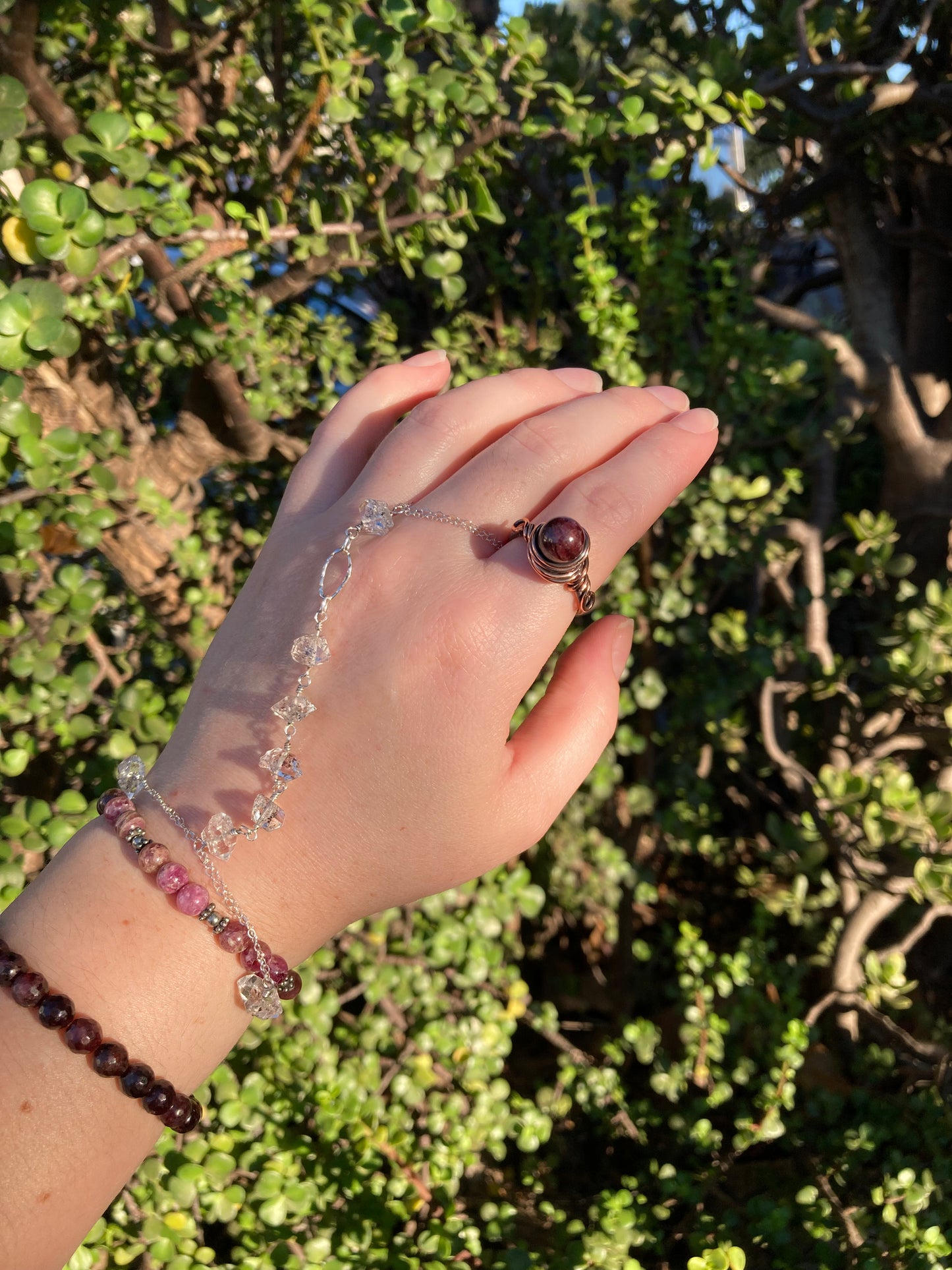Garnet Copper Wire-Wrapped Ring | One-of-a-Kind Handmade Gemstone Jewelry