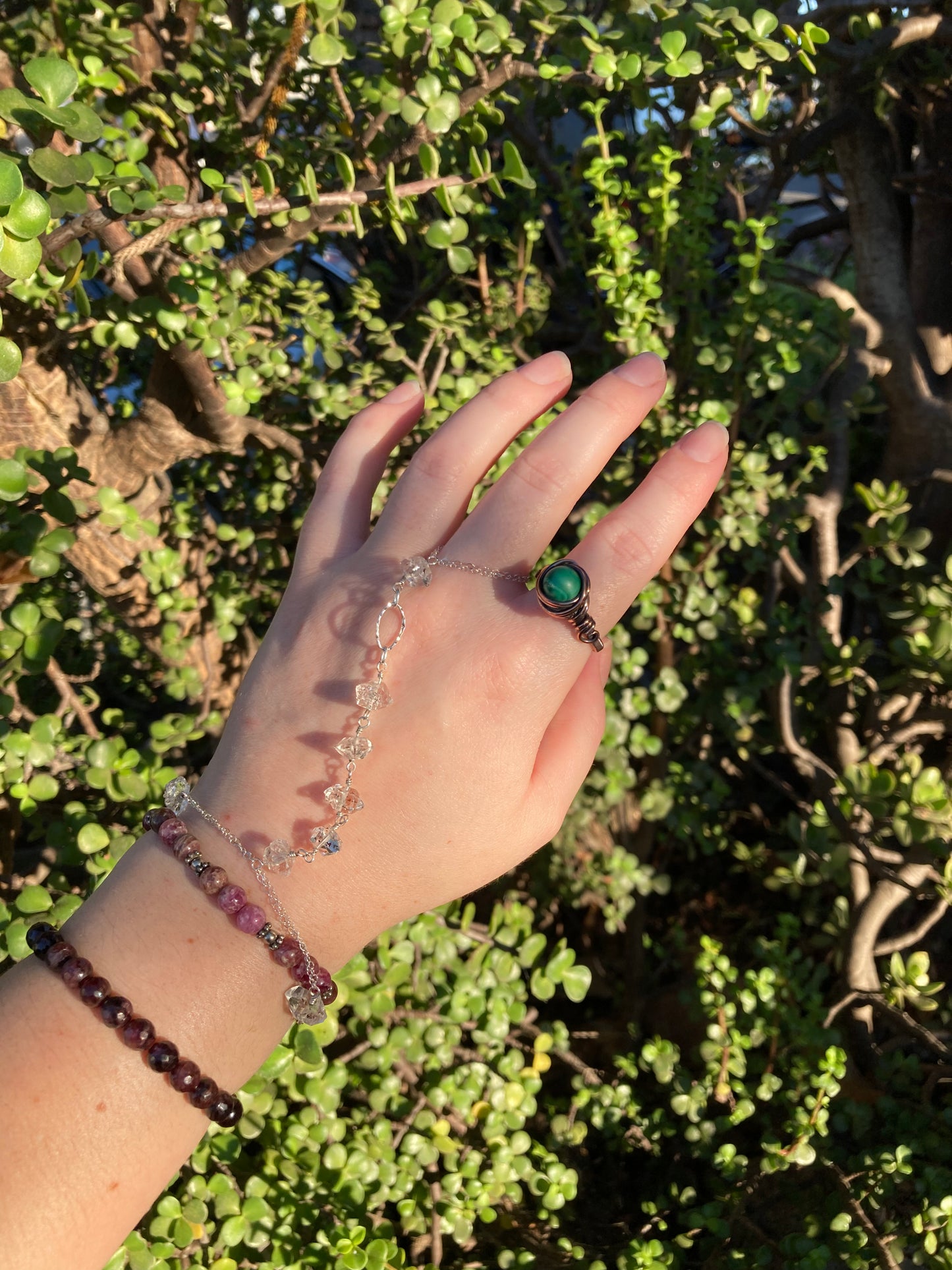Malachite Copper Wire-Wrapped Ring | One-of-a-Kind Green Gemstone Jewelry