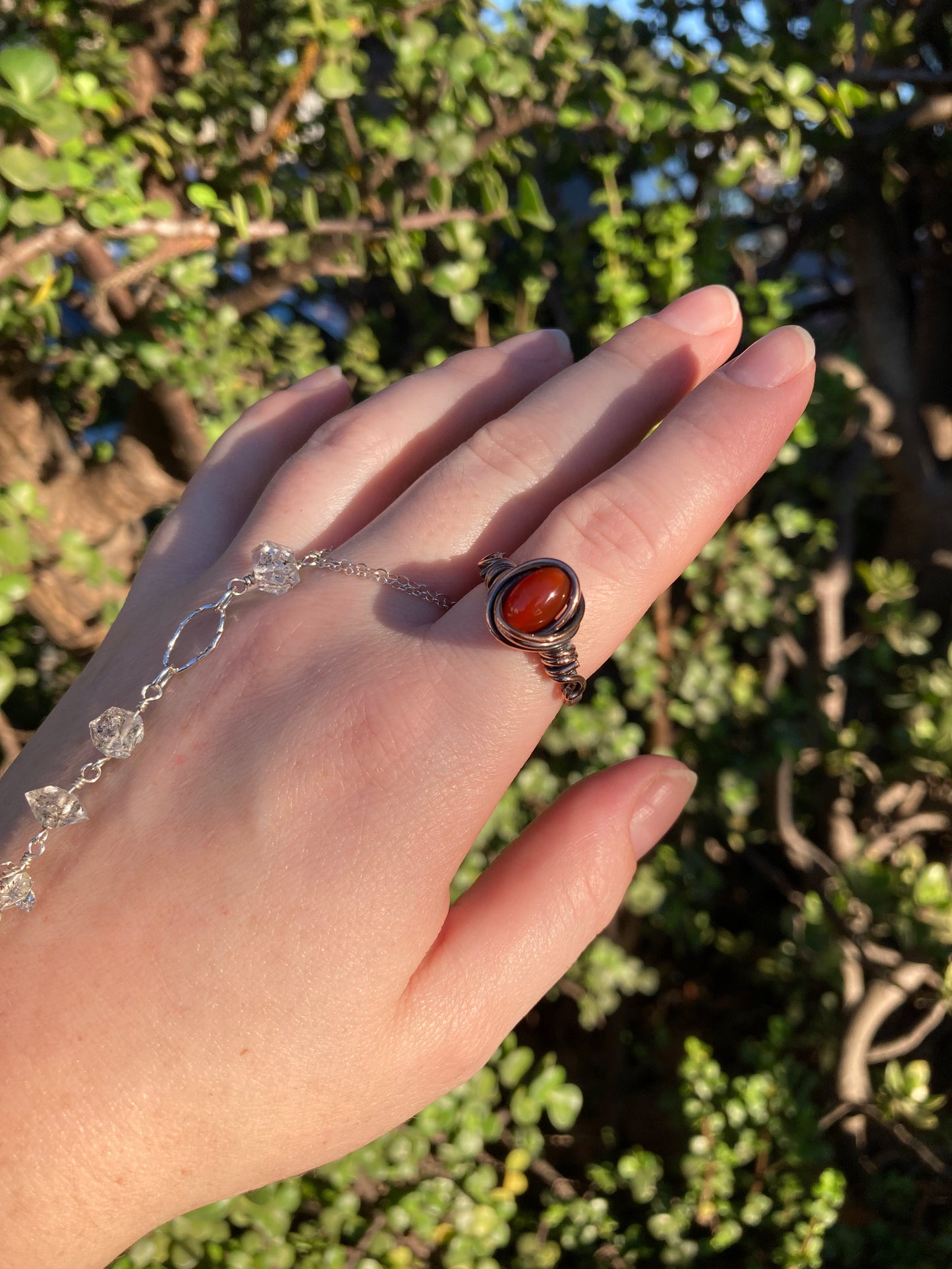 Carnelian Copper Wire-Wrapped Ring | One-of-a-Kind Handmade Gemstone Jewelry