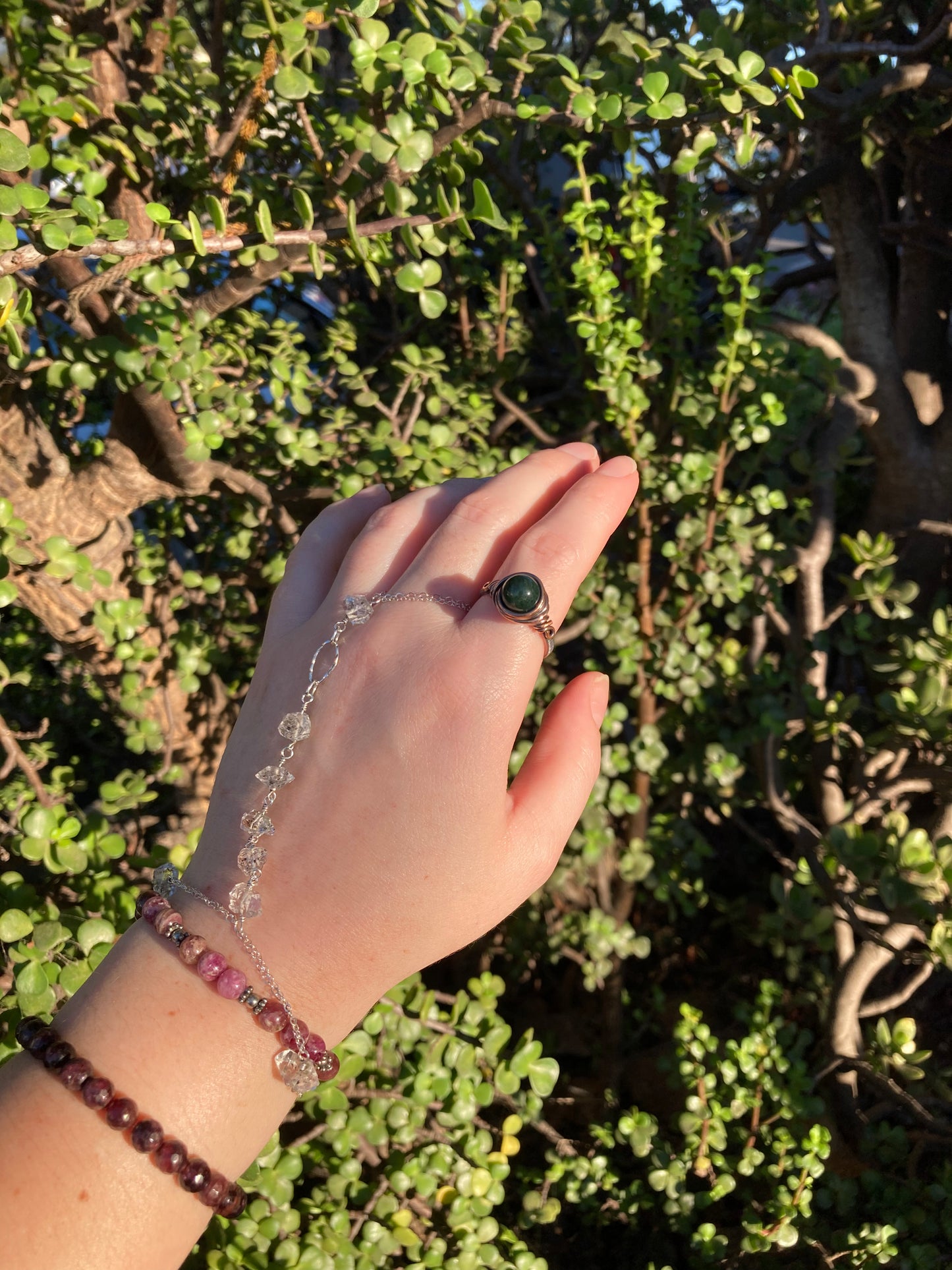 Moss Agate Copper Wire-Wrapped Ring | One-of-a-Kind Handmade Gemstone Jewelry
