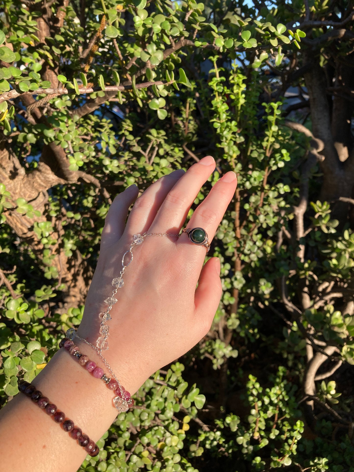 Moss Agate Copper Wire-Wrapped Ring | One-of-a-Kind Handmade Gemstone Jewelry