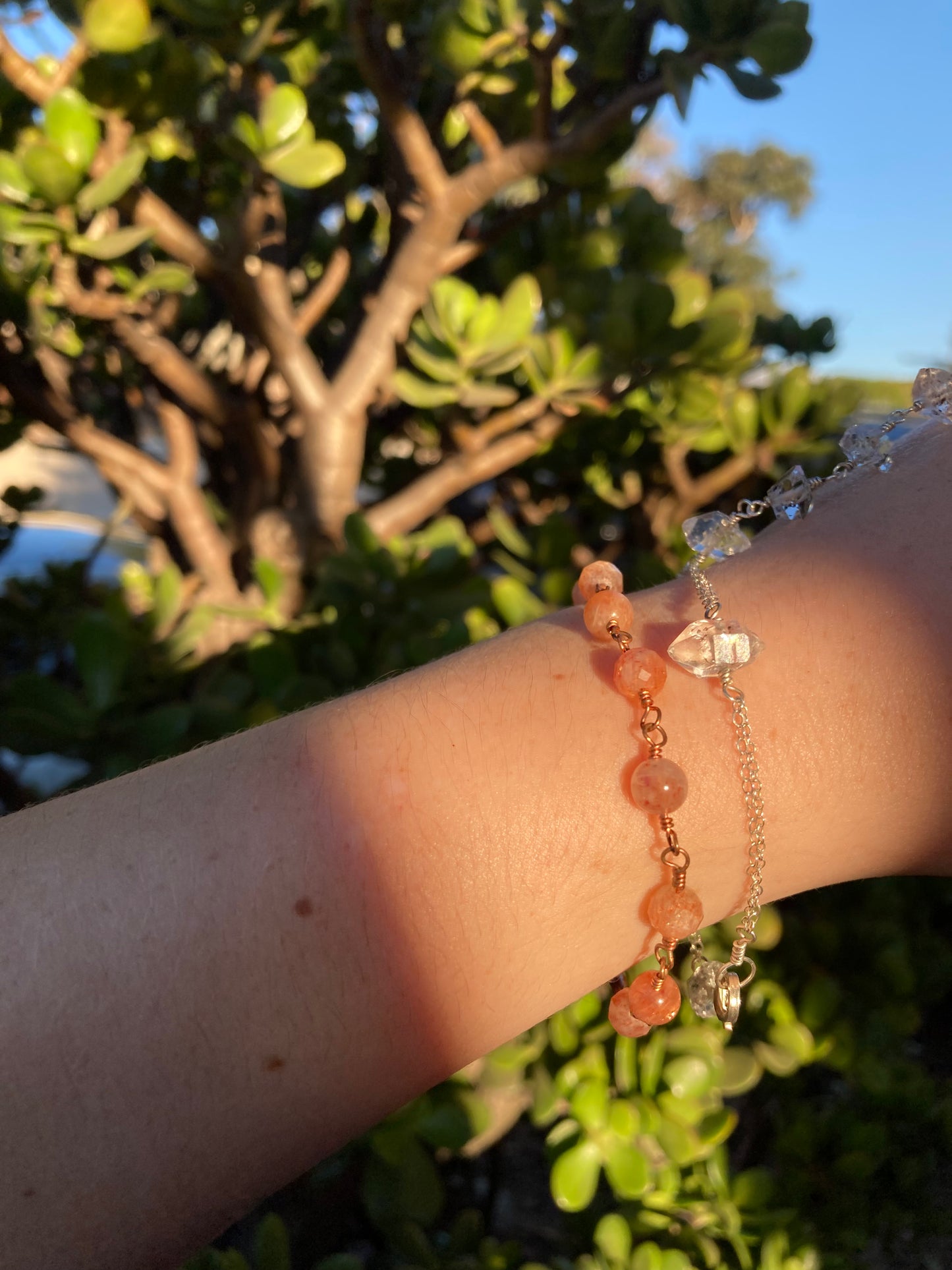 Sunstone Copper Wire-Wrapped Bracelet | Handmade Gemstone Jewelry