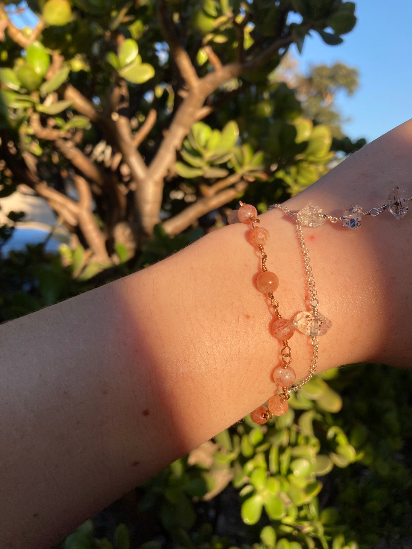 Sunstone Copper Wire-Wrapped Bracelet | Handmade Gemstone Jewelry